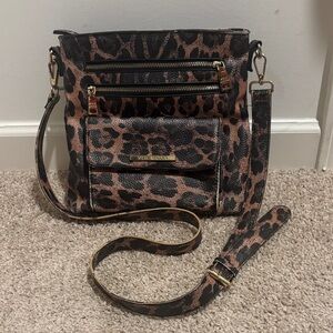 Steve Madden Black and Brown Leopard Crossbody Bag